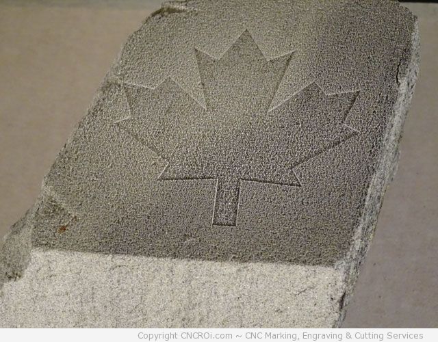 cementbrick Laser Engraving Concrete Brick with a Maple Leaf