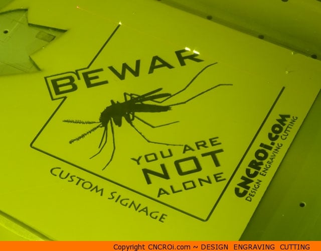 laminate-sign-1 Custom Laser Engraved & Cut Signage Beware: You are NOT alone in Yellow/Black Laminate