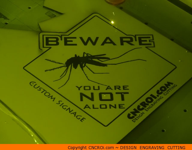 laminate-sign-1 Custom Laser Engraved & Cut Signage Beware: You are NOT alone in Yellow/Black Laminate