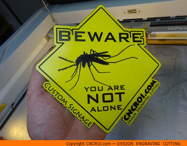 laminate-sign-x7 Custom Laser Engraved & Cut Signage Beware: You are NOT alone in Yellow/Black Laminate