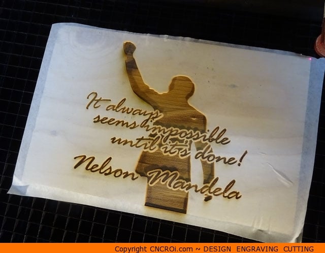 plywood-sign-mandela-1 Custom Laser Engraved Plywood Signage "It always seems impossible until it's done" by Nelson Mandela
