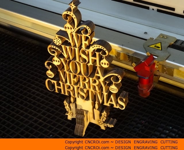 text-ornament-stand-1 Highly Detailed Custom Christmas Ornament: CNC Laser Cutting and Sand Blasting Pine