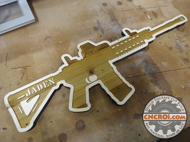 m4-gun-key-holder-1 M4 Carbine Gun Key Holder: CNC Laser + Pine