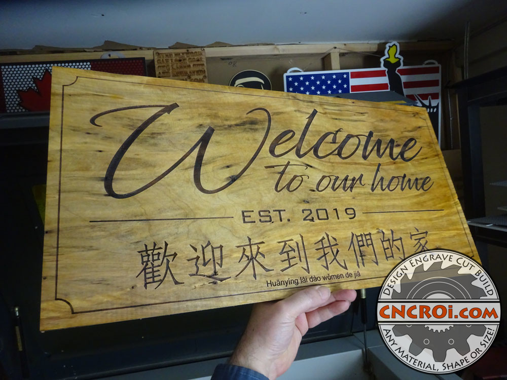 custom-welcome-sign-1 Custom Welcome Sign: Laser Engraved Walnut Signage
