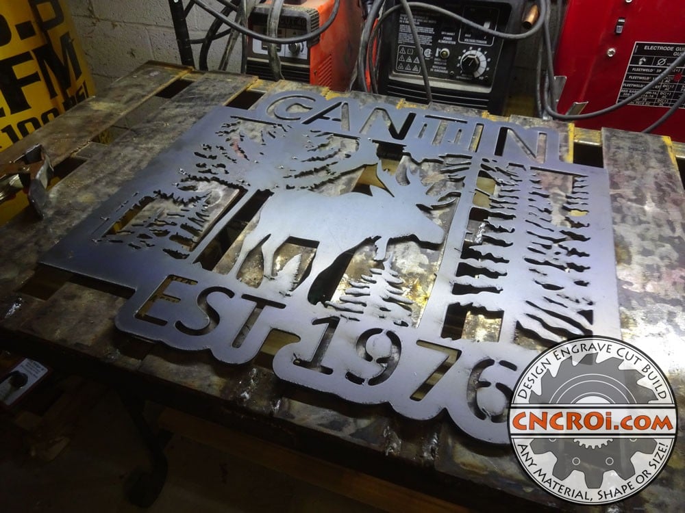 custom-metal-sign-1 Custom Metal Sign: Plasma Cutting 12 ga 7/64" 2.8 mm Mild Steel