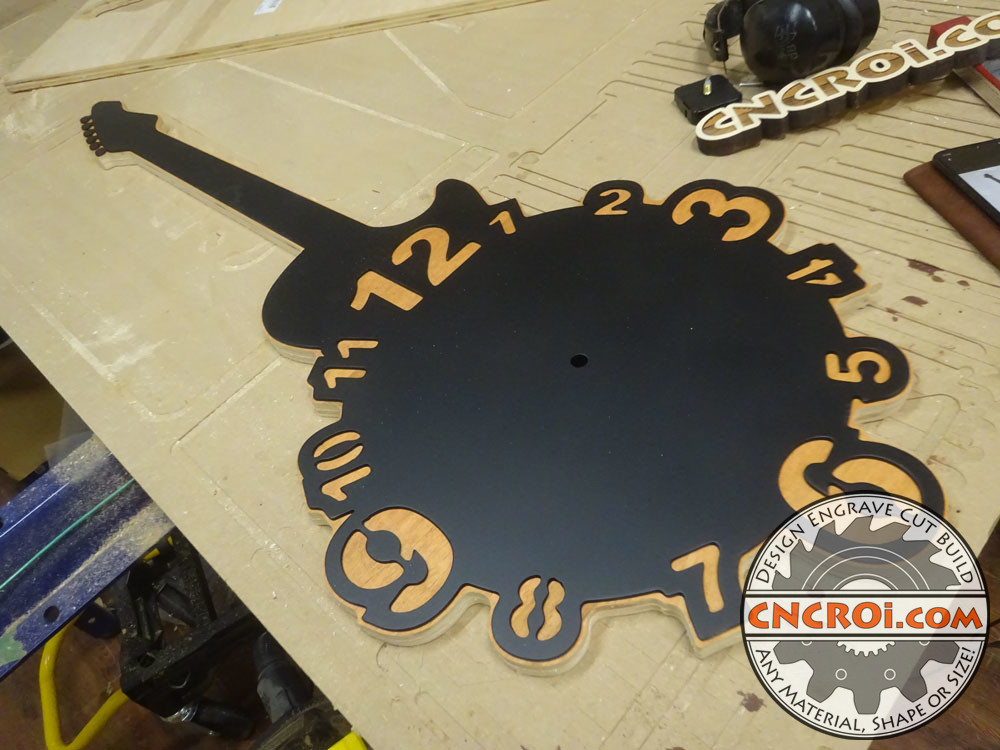 custom-guitar-clock-1 Custom Guitar Clock: 12 ga Mild Steel, 3/4" Plywood