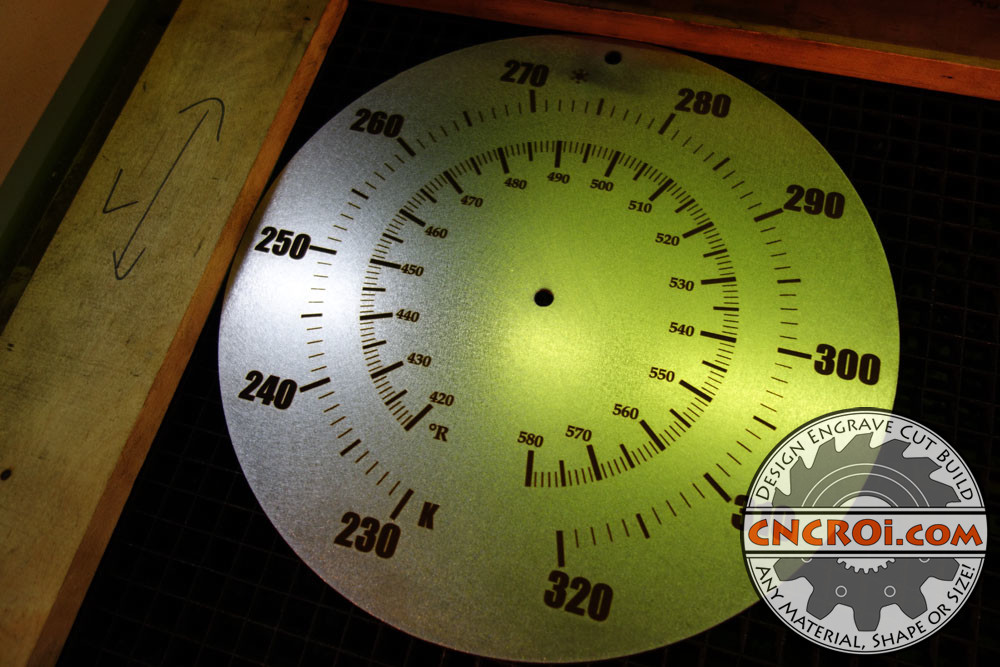 thermometer-dial-1 Custom Thermometer Dial: Plasma Cut, Fiber Etched 304SS