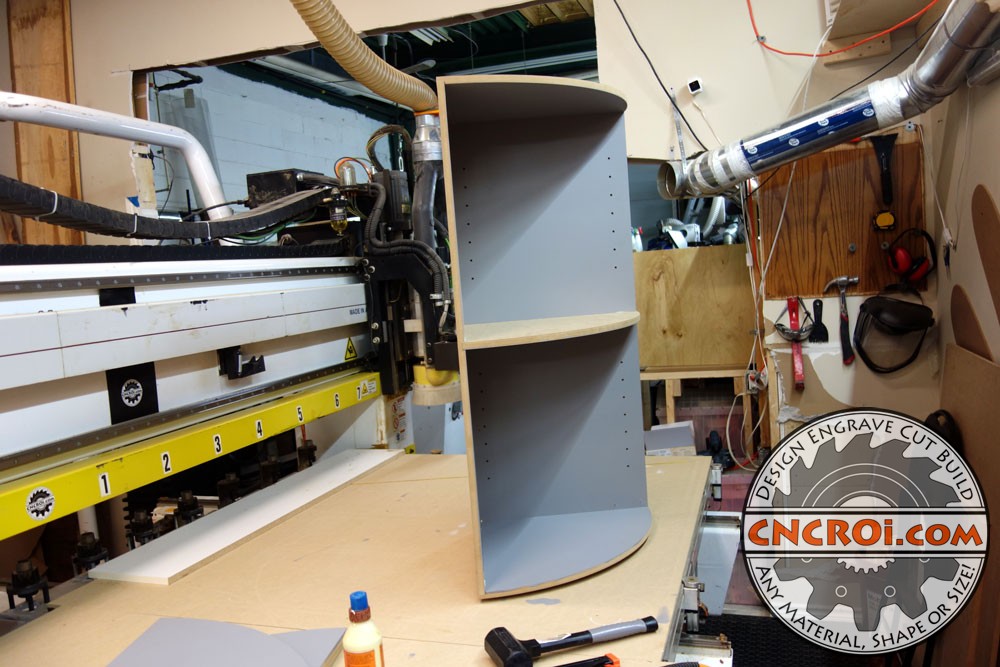 custom-cork-board-1-1 Custom Corner Shelving & Cork Board: CNC Routering 5/8" MDF