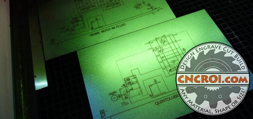 machine-elec-drawing-x9-848x400 Steel Machine Equipment Plates: Plasma Cut, Fiber Etched