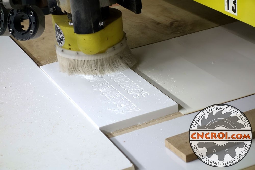 solid-surface-plaques-1 Custom Solid Surface Plaques: 1" Thick Glacier White Corian Carving