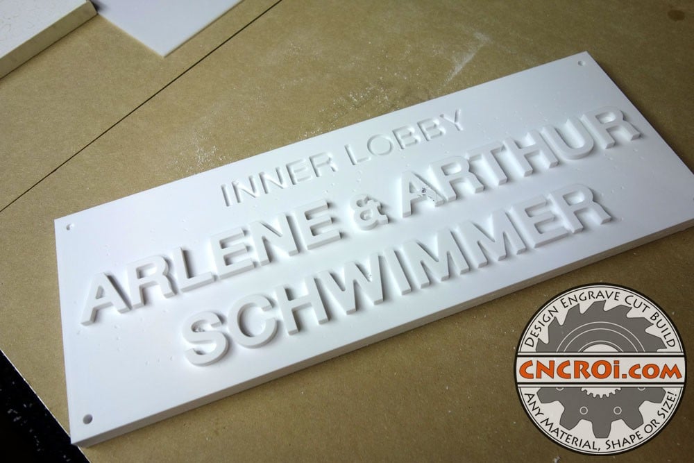 solid-surface-plaques-1 Custom Solid Surface Plaques: 1" Thick Glacier White Corian Carving