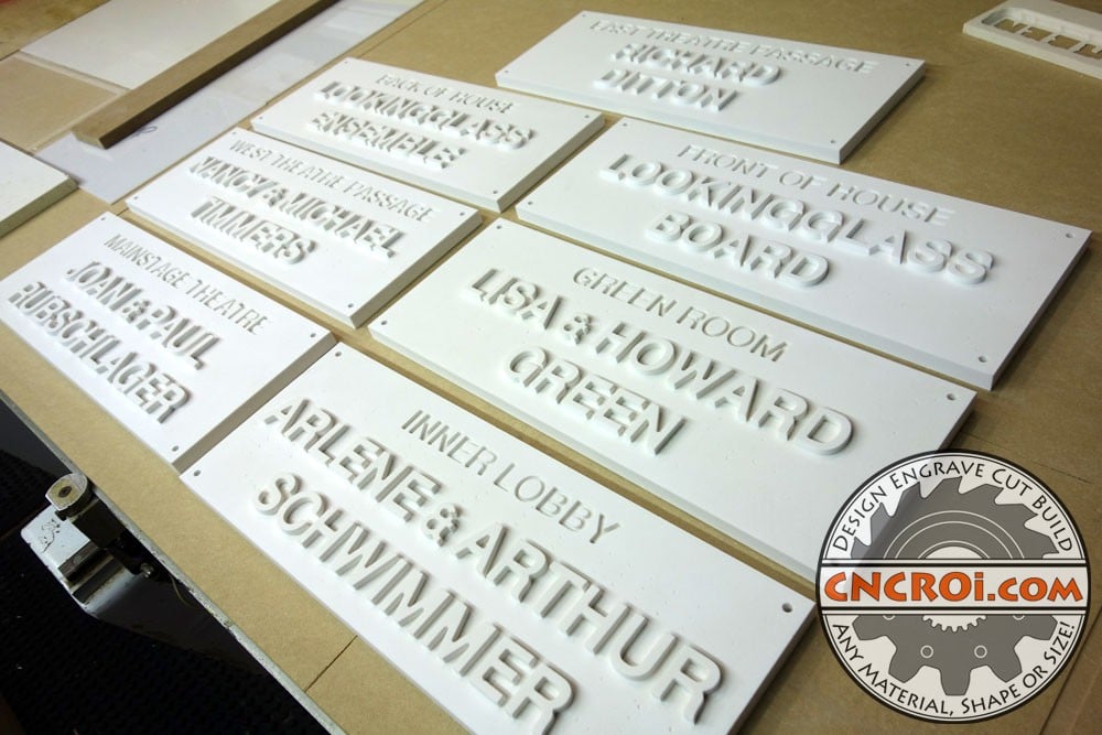 solid-surface-plaques-1 Custom Solid Surface Plaques: 1" Thick Glacier White Corian Carving