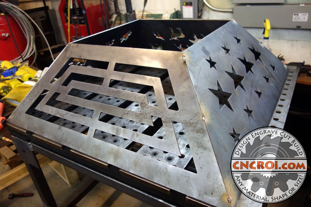 custom-metal-firepit-1 Custom Metal Firepit: FCAW & SMAW Plasma Cut 3/16" Hot Rolled Mild Steel