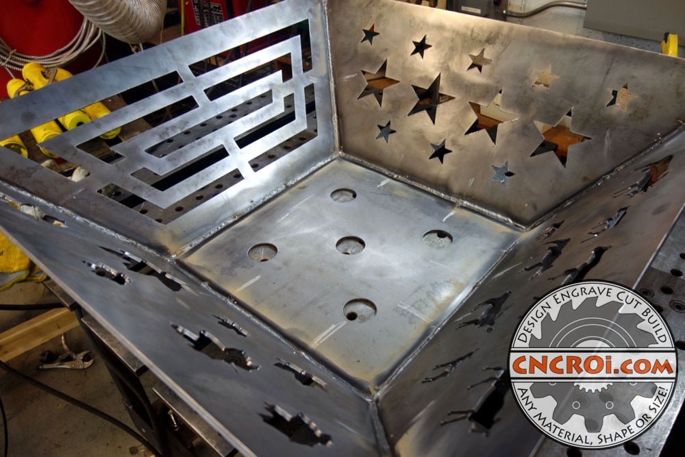 custom-metal-firepit-1 Custom Metal Firepit: FCAW & SMAW Plasma Cut 3/16" Hot Rolled Mild Steel